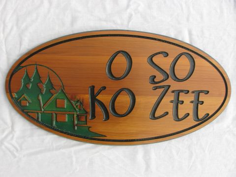 Wood engraved sign
